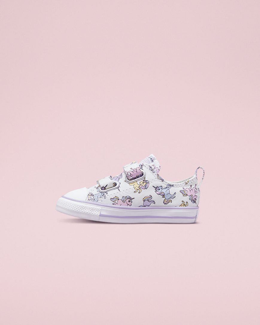 Girls' Converse Chuck Taylor All Star Easy-On Unicorns Low Top Shoes White / Grey Purple | AU C5940Z